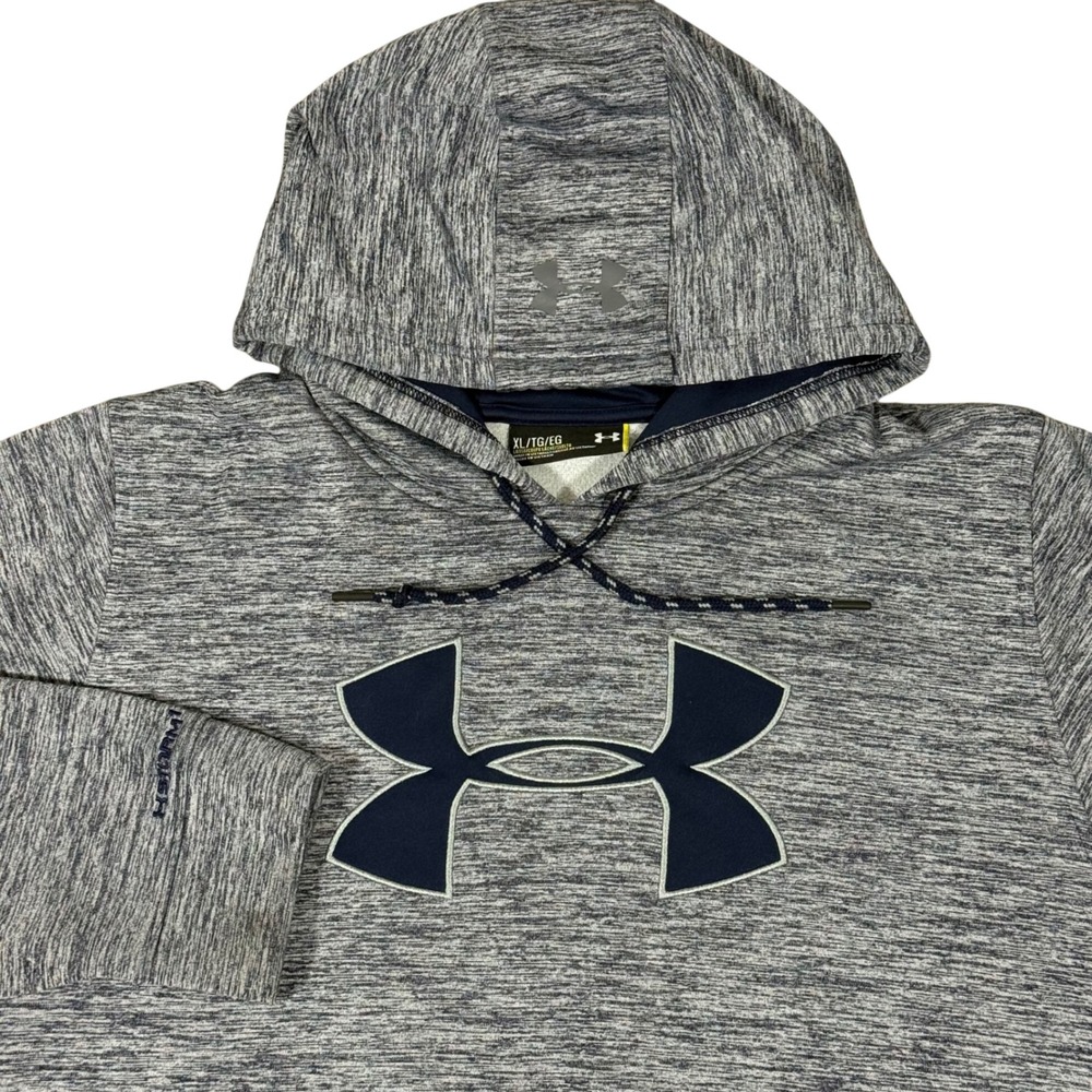 Under Armour Storm 1 Hoodie Men's XL Gray Blue Pullover Athletic Sweatshirt Logo